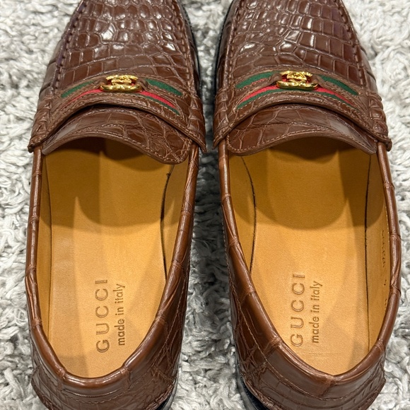 NEW Men’s Gucci Crocodile Loafers sz 10 - Picture 2 of 6